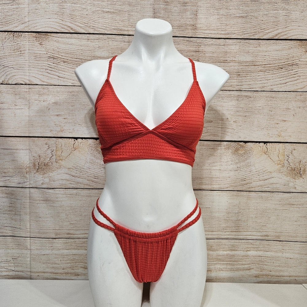 NWOT Lucky Brand Orange Two Piece Bikini Small